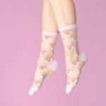 coucou suzette pink pansy sheer socks