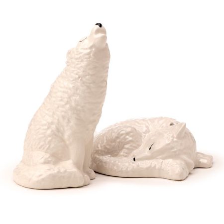 ceramic salt and pepper shakers white wolf