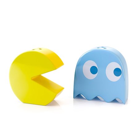 ceramic set salt and pepper pac man and blue ghost
