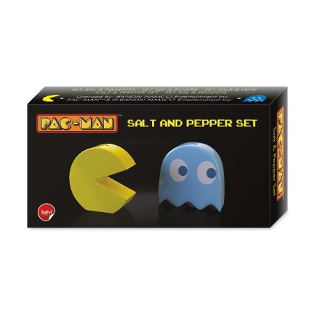 ceramic set salt and pepper pac man and blue ghost