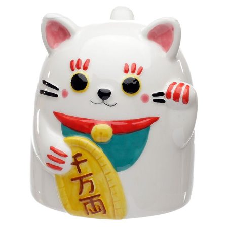 maneki neko lucky cat upside down ceramic shaped mug