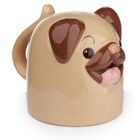pug dog upside down ceramic shaped mug