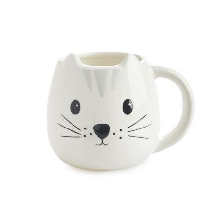 balvi ceramic mug shaped white cat
