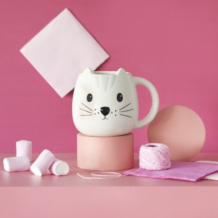 balvi ceramic mug shaped white cat