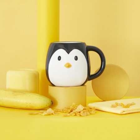 balvi ceramic mug shaped black and white penguine