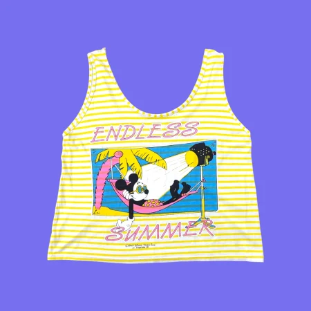 Rare 80s WALT DISNEY x INTERTEX Women's Graphic Tank Top L