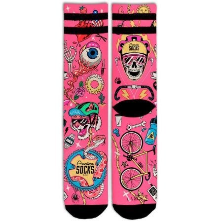 american socks signature graphic mid high pink καλτσες ροζ cycling beast