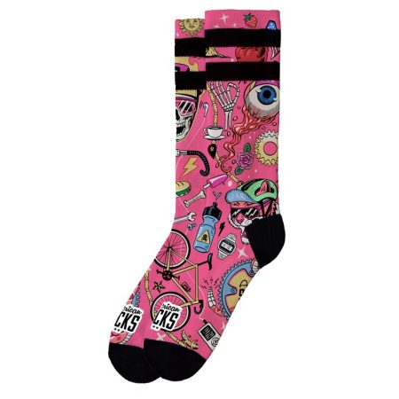 american socks signature graphic mid high pink καλτσες ροζ cycling beast