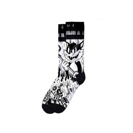 american socks signature graphic mid high black white καλτσες ασπρο μαυρο evil cat