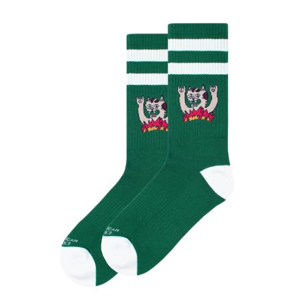 american socks mid high καλτσες green white πρασινο ασπρο heavy cat