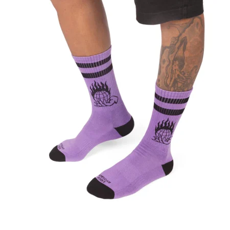 american socks mid high καλτσες μαυρες μωβ black purple cataclysm