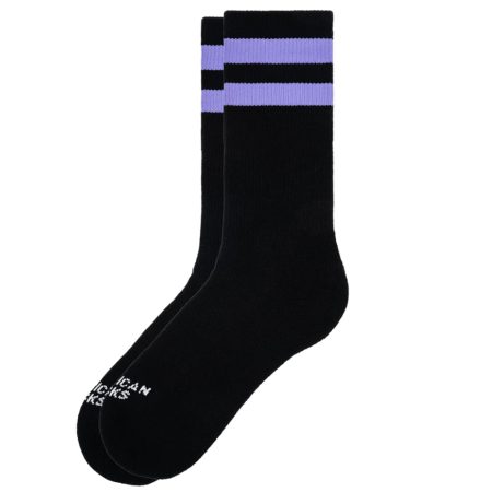 american socks mid high καλτσες μαυρες μωβ black purple stripes salem