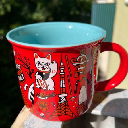mug heldbergs games japanese style little tokyo sumo cats kaiju red κουπα καφε γιαπωνεζικο