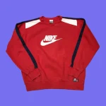 00s NIKE Silver Tag Big Logo Red Sweatshirt M-L