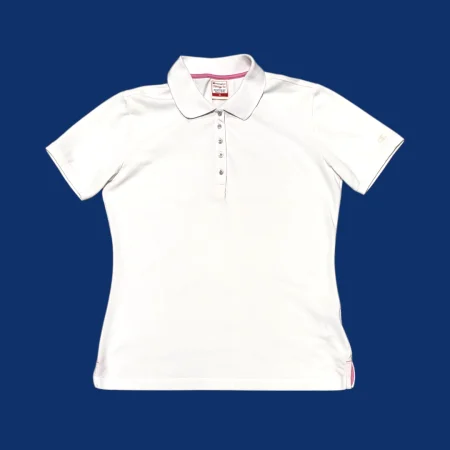 Vintage CHAMPION Women's White Polo T-Shirt L
