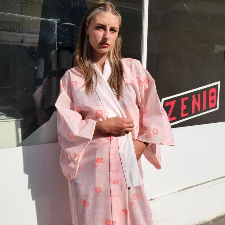 Vintage Pink Floral Kimono