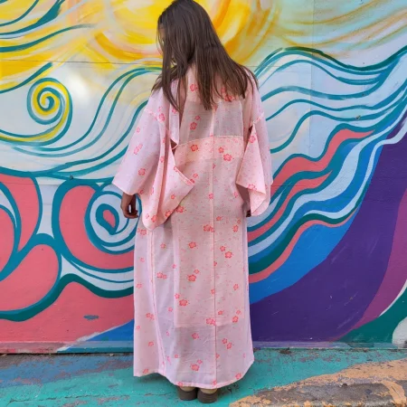 Vintage Pink Floral Kimono