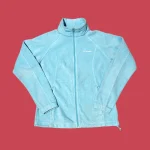 COLUMBIA Women's Light Blue Full Zip Fleece Jacket L