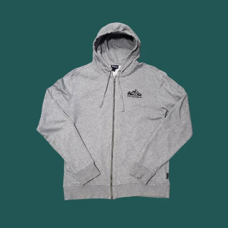 PATAGONIA Grey Line Logo Ridge Full Zip Hoodie M