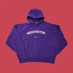 Vintage 90s NIKE TEAM WASHINGTON Boxy Fit Purple Hoodie L
