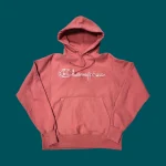 Vintage CHAMPION REVERSE WEAVE Coral Pink Hoodie S-M