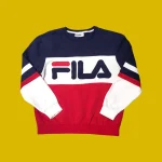 Vintage FILA Spellout Colorblock Sweatshirt L
