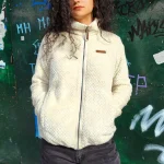 COLUMBIA Women's White Full Zip Fleece M