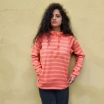 THE NORTH FACE Women's Coral Pink Striped Hooded Fleece L