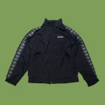 Vintage 80s/90s ADIDAS Black Boxy Fit Logo Tape Track Top XL