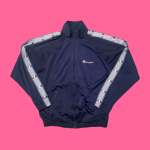 Vintage 90s CHAMPION Blue Logo Tape Track Top XL
