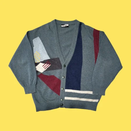 Vintage MONTE CARLO Wool Colorblock Cardigan XL