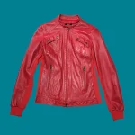 Vintage Women's Red Leather Jacket XS-S