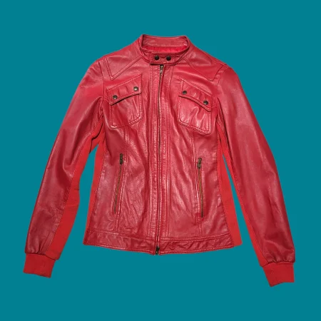 Vintage Women's Red Leather Jacket XS-S