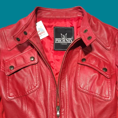 Vintage Women's Red Leather Jacket XS-S