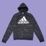 ADIDAS Grey Patterned Big Logo Hoodie S