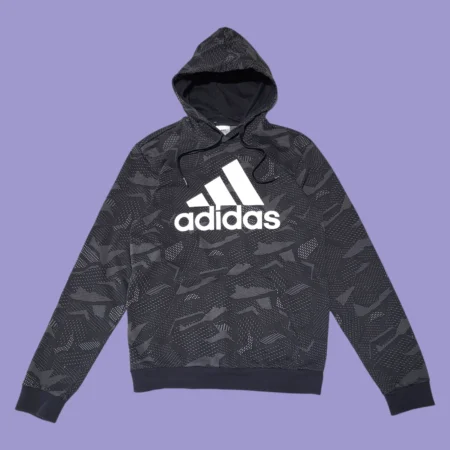 ADIDAS Grey Patterned Big Logo Hoodie S