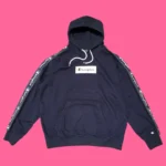 CHAMPION Blue Logo Tape Hoodie L-XL