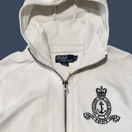 Vintage POLO RALPH LAUREN Full Zip White Hoodie M
