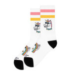 american socks mid high unicorn καλτσες. Καλτσες με σχεδιο ενα μονοκερο με κιτρινη και ροζ ριγα στο λαστιχο.