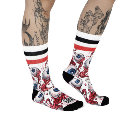 amerrican socks mid high signature καλτσες. καλτσες ασπρες με σχεδια βολβους γαλαζιων ματιων.