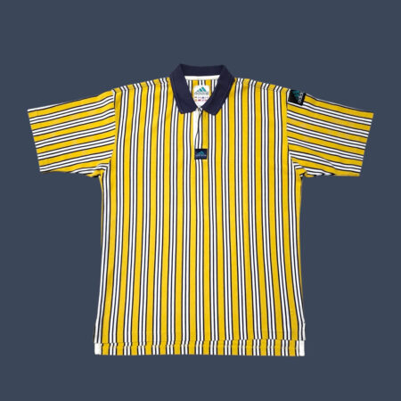 Rare Vintage 90s ADIDAS EQUIPMENT Yellow Striped Polo T-Shirt L
