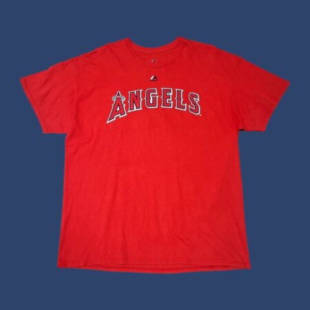 Vintage MAJESTIC LOS ANGELES ANGELS MLB Red T-Shirt XL
