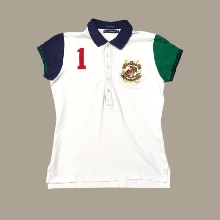 Vintage RALPH LAUREN Women's Colorblock Polo T-Shirt S-M