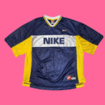 Vintage Y2K NIKE TEAM Blue Yellow Spellout Jersey L-XL