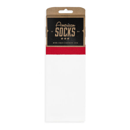 Αθλητικες καλτσες american socks teenage anarchist ασπρες με δυο ριγες στο επανω μερος, μια κοκκινη και μια μαυρη.