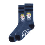 Μπλε κάλτσα American Socks Mid-High με σχέδιο Hell No Kitty και πενταλφα στομκατω μερος.