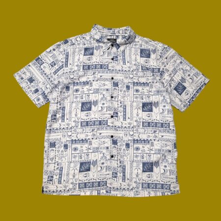 QUICKSILVER WATERMAN Blue Graphic Short Sleeve Shirt XL-XXL