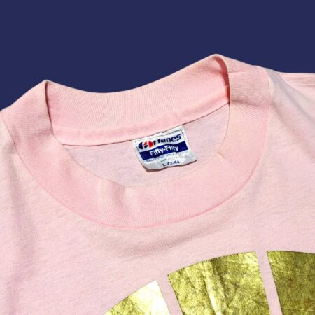 Vintage 80s HANES Made in USA Pink Graphic T-Shirt M-L