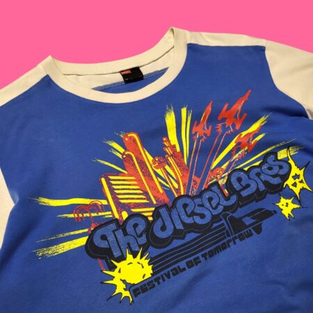 Vintage DIESEL Blue White Graphic T-Shirt L