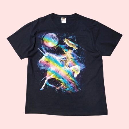 Vintage FRUIT OF THE LOOM UNICORN & KITTIES Graphic T-Shirt L